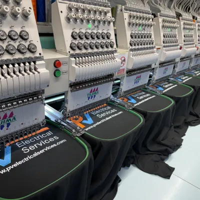 <p>Embroidery Machine Stitching logo onto company workwear&nbsp;</p>
